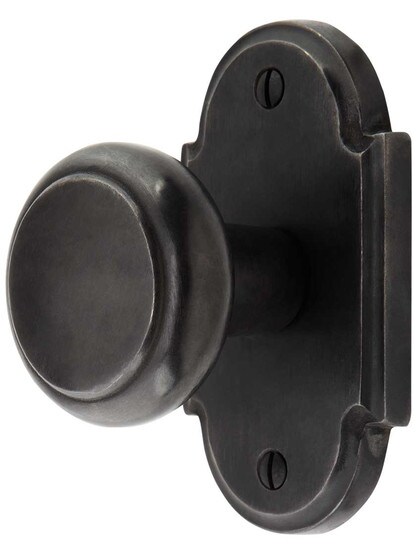 Solid Bronze Arched-Rosette Door Set with Newport Knobs.
